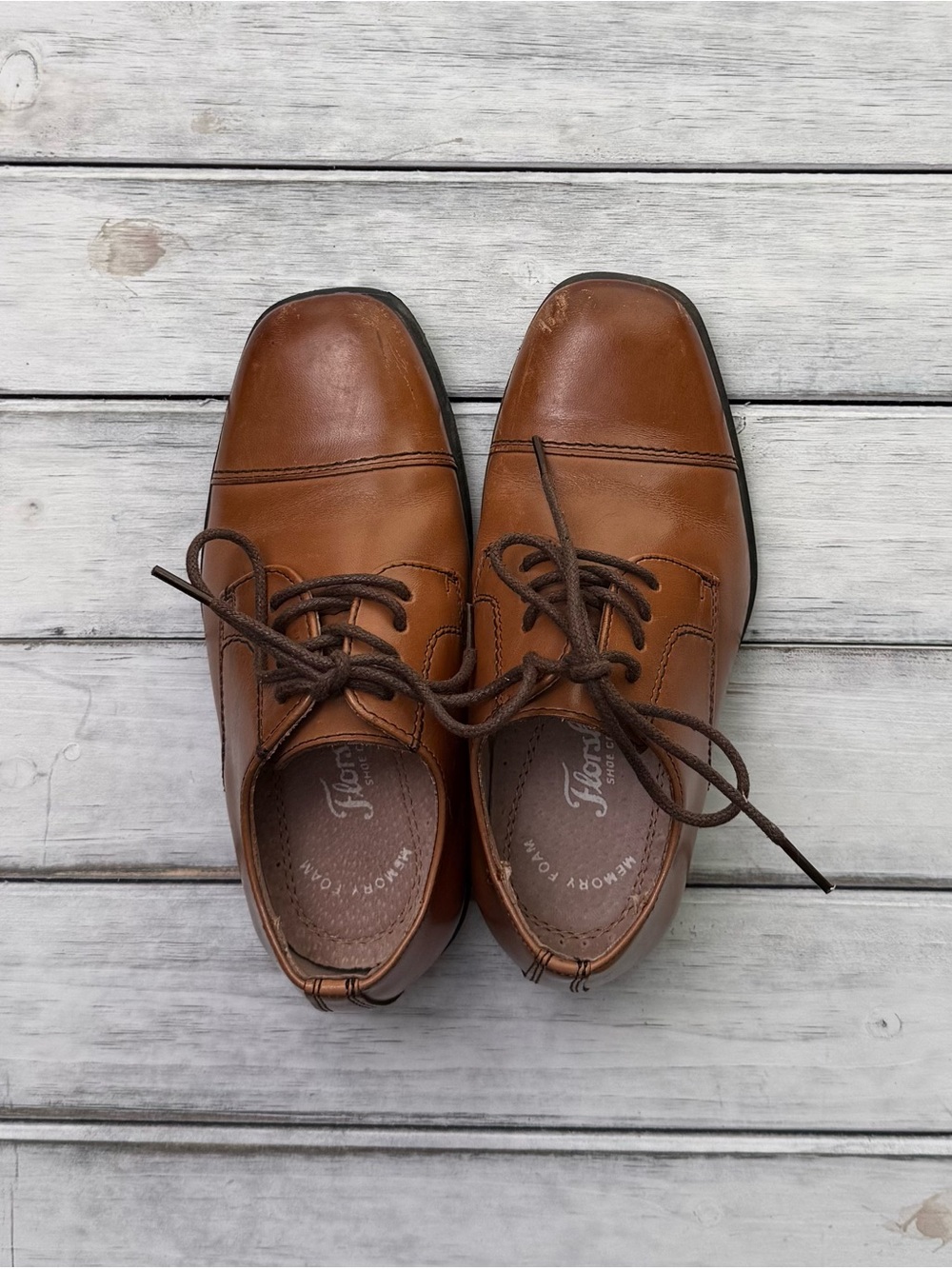Florsheim Tan Brown Leather Lace-Up Oxfords